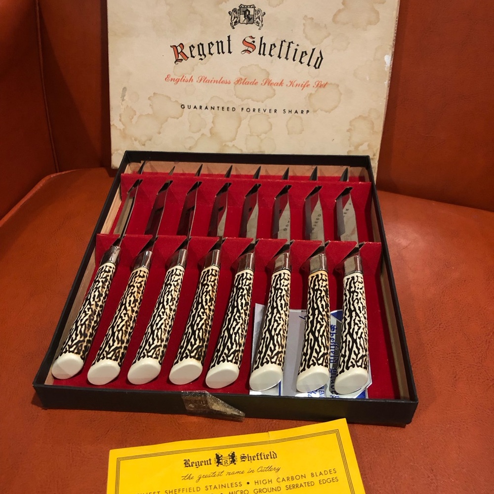Vintage Regent Sheffield English Stainless Blade Steak Knife Set